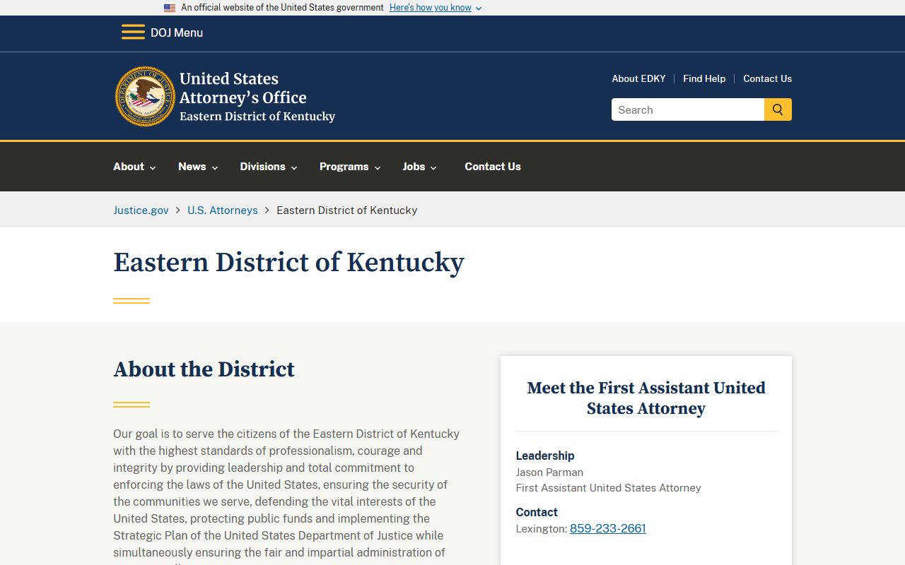 Morgan County criminal court records U.S. Attorney Eastern District Kentucky