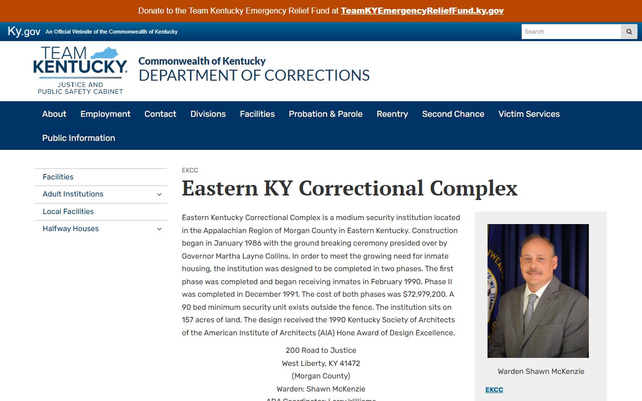 Morgan County inmate search Eastern Kentucky Correctional Complex source