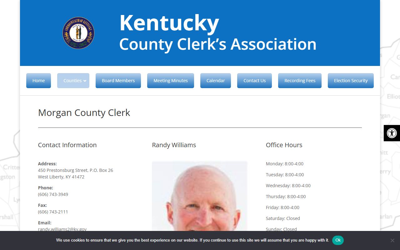 Morgan County marriage records County Clerk directory listing